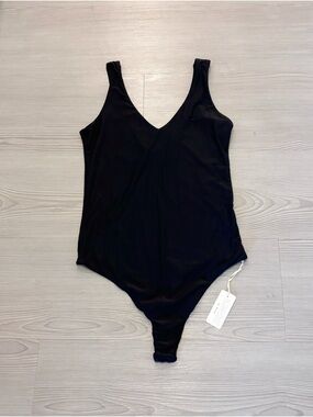 Aerie Smoothez Black V-Neck Bodysuit